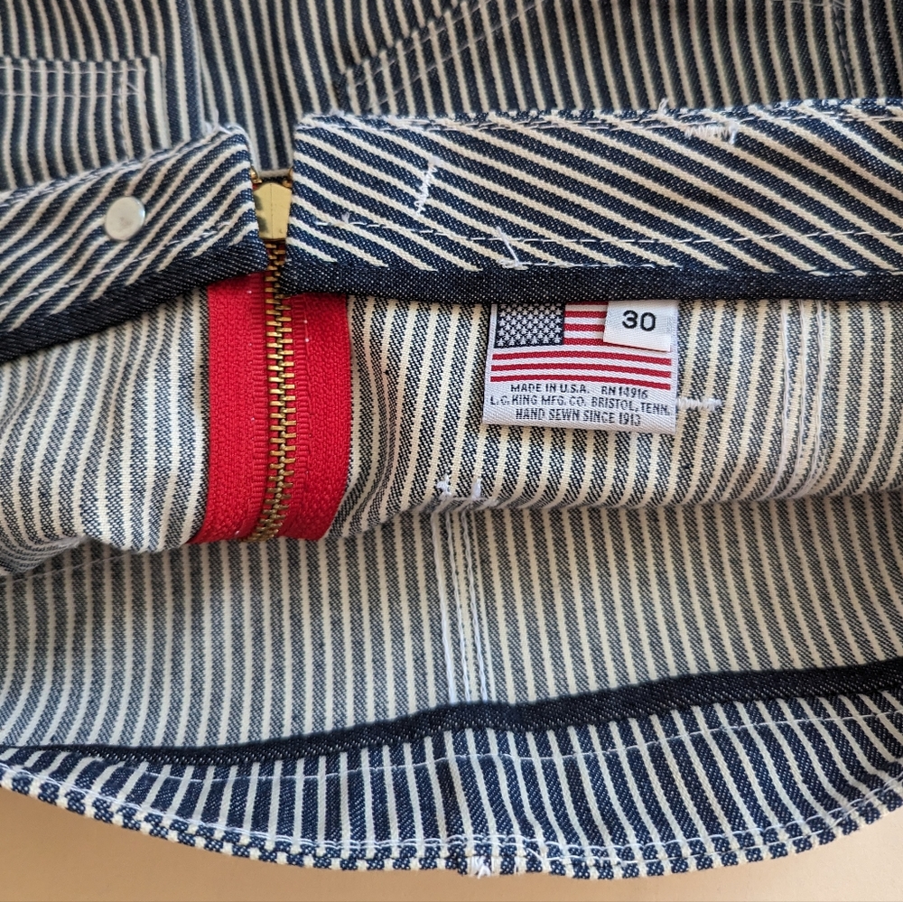 L.C. King Hickory Stripe Denim with Indigo Trim Skirt Size 30 - Picture 8 of 12
